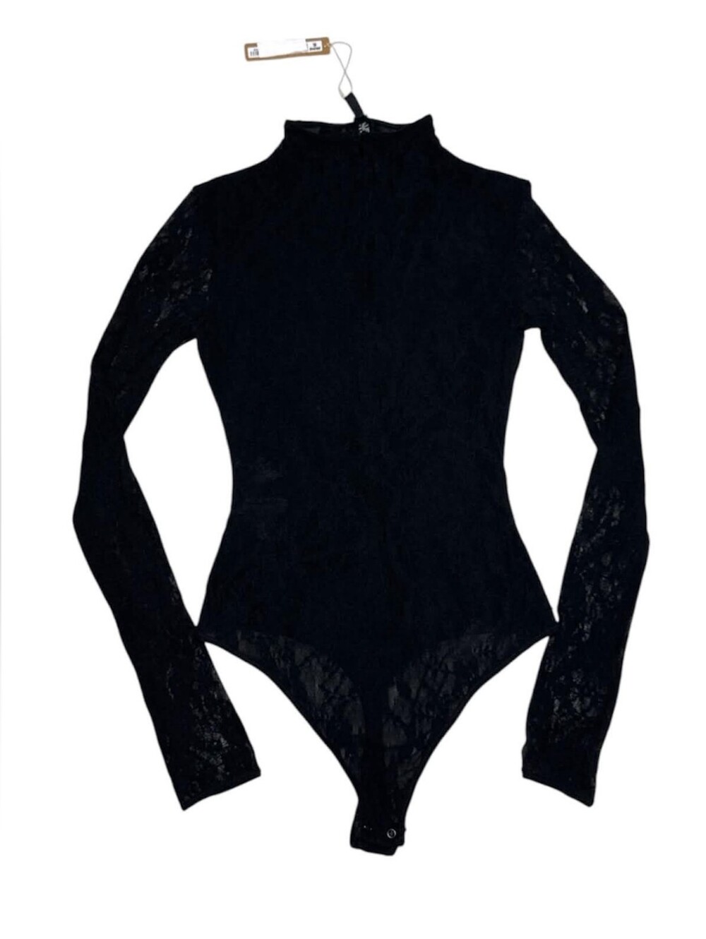 NWT $98 SKIMS Zip Front Stretch Lace Lined Long Sleeve Thong Bodysuit Medium - Picture 7 of 8